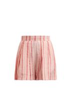 Matchesfashion.com Three Graces London - Kilman Striped Linen Blend Shorts - Womens - Pink Stripe
