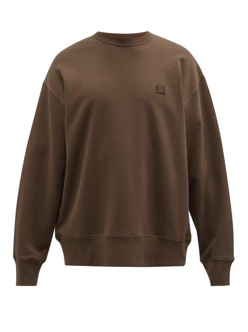 Mens Rtw Acne Studios - Forba Face Oversized Cotton-jersey Sweatshirt - Mens - Brown