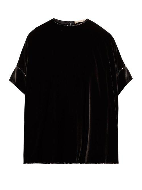 Matchesfashion.com Christopher Kane - Beaded Velvet Top - Womens - Black