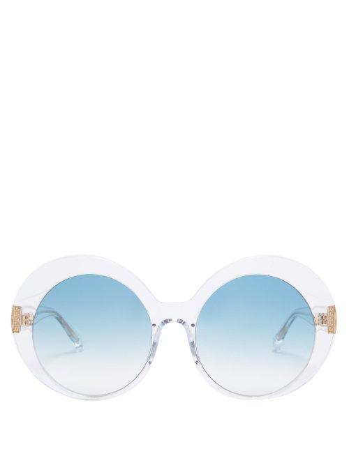 Matchesfashion.com Linda Farrow - Oversized Rounded Acetate Sunglasses - Womens - Blue Multi