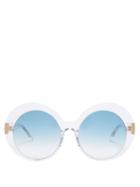 Matchesfashion.com Linda Farrow - Oversized Rounded Acetate Sunglasses - Womens - Blue Multi