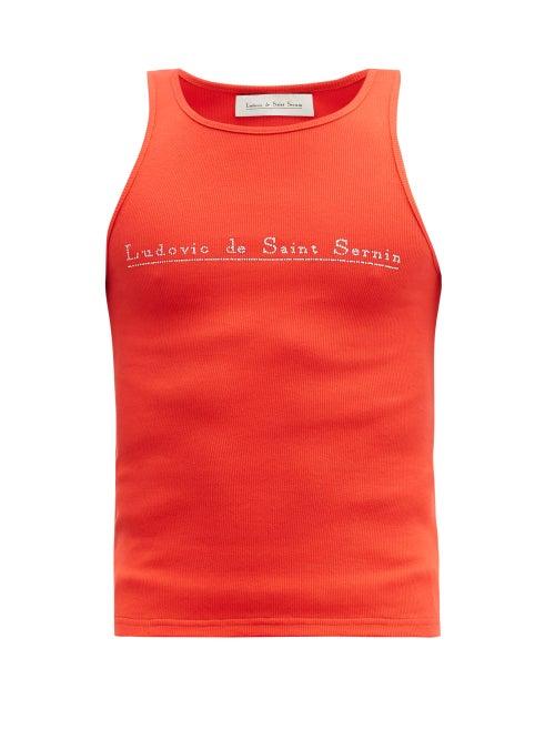 Matchesfashion.com Ludovic De Saint Sernin - Crystal-logo Cotton-blend Jersey Tank Top - Mens - Red