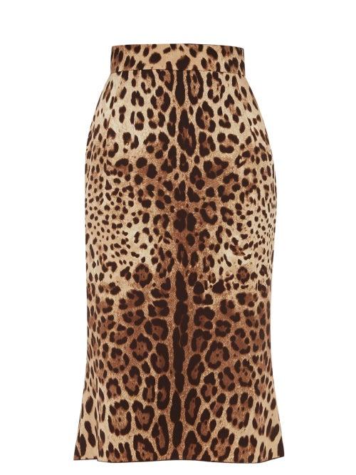 Matchesfashion.com Dolce & Gabbana - Leopard Print Charmeuse Pencil Skirt - Womens - Leopard