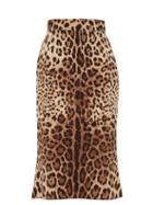 Matchesfashion.com Dolce & Gabbana - Leopard Print Charmeuse Pencil Skirt - Womens - Leopard