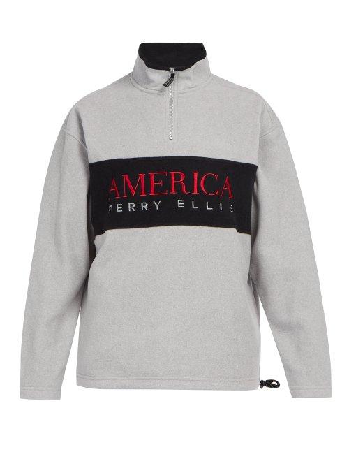 Matchesfashion.com Perry Ellis America - Half Zip Fleece Sweater - Mens - Grey