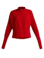 Matchesfashion.com Msgm - Distressed Wool Blend Sweater - Womens - Red