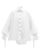 Matchesfashion.com Halpern - Flared-cuffs Cotton-poplin Blouse - Womens - White