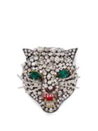 Gucci Angry Cat Crystal-embellished Head Brooch