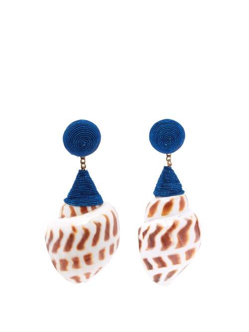 Matchesfashion.com Rebecca De Ravenel - Ophelia Clip On Earrings - Womens - Blue