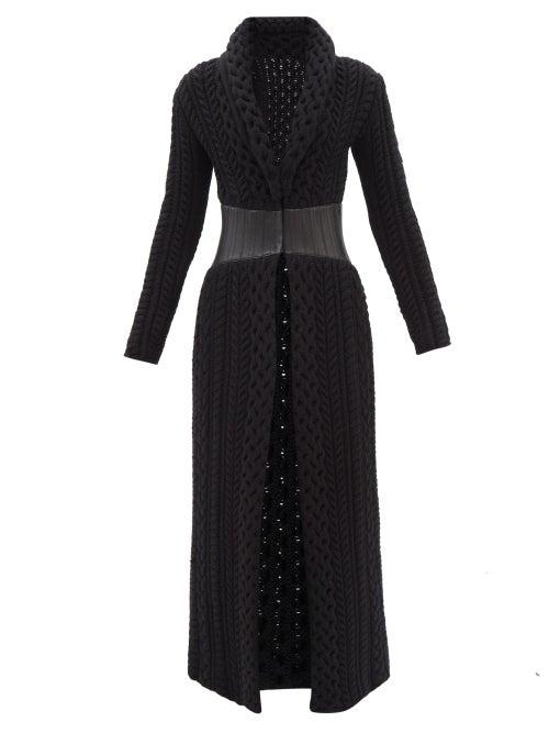 Gabriela Hearst - Cecelia Leather Waist-belt Cardigan - Womens - Black