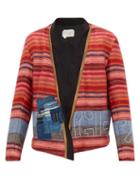 Matchesfashion.com Greg Lauren - Patchwork Kimono-style Alpaca-blend Jacket - Mens - Red