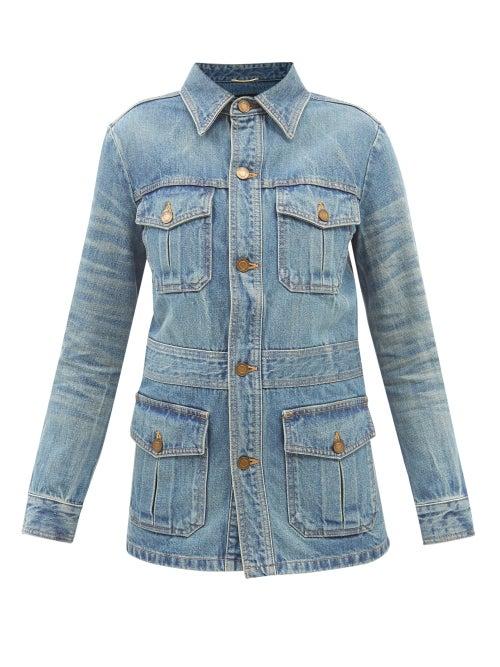 Saint Laurent - Patch-pocket Denim Jacket - Womens - Blue