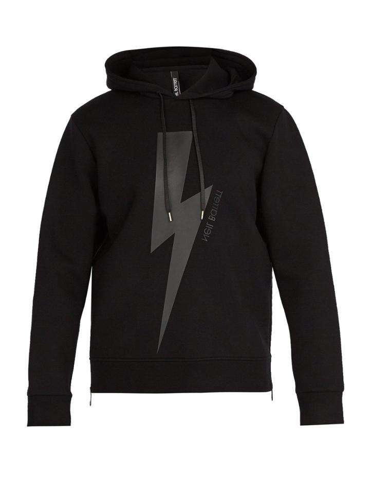 Neil Barrett Lightning-bolt Jersey Hooded Sweatshirt