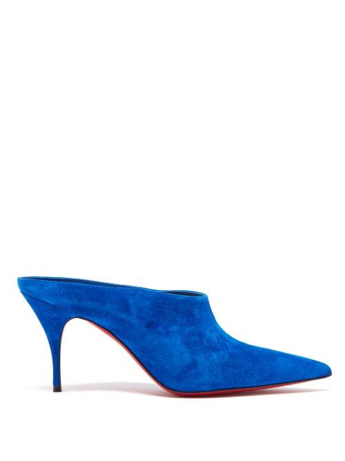 Matchesfashion.com Christian Louboutin - Quart 80 Suede Mules - Womens - Blue