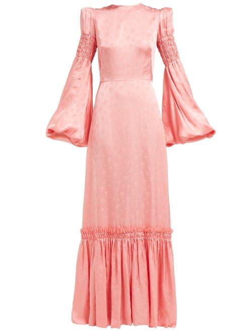 Matchesfashion.com The Vampire's Wife - Cosmo Floral Jacquard Satin Maxi Dress - Womens - Pink
