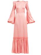 Matchesfashion.com The Vampire's Wife - Cosmo Floral Jacquard Satin Maxi Dress - Womens - Pink