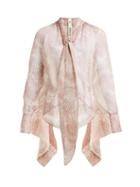 Matchesfashion.com Petar Petrov - Blaine Snakeskin Print Silk Blouse - Womens - Light Pink