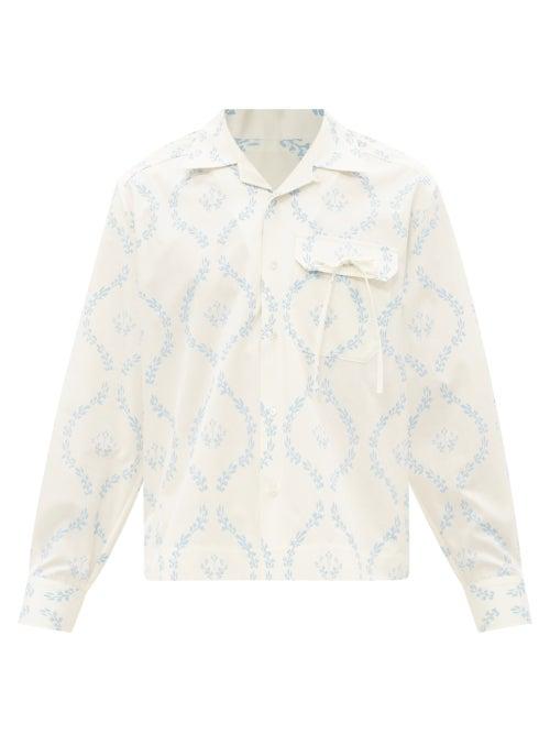 S.s. Daley - Ryan Patch-pocket Vine-print Cotton-poplin Shirt - Mens - White Multi