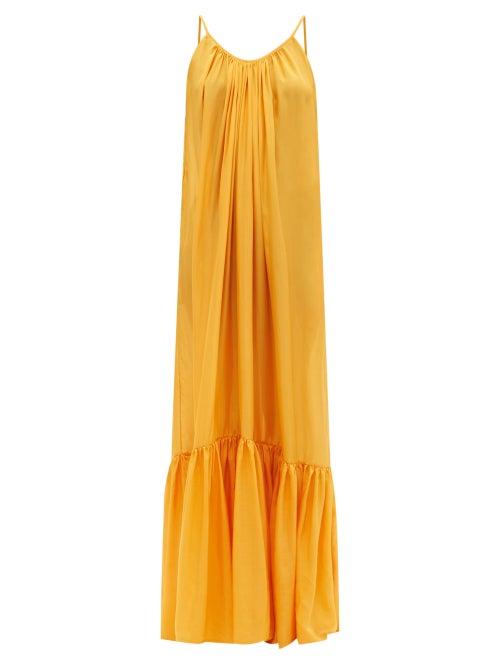 Matchesfashion.com Kalita - Brigitte Low-back Silk-habotai Maxi Dress - Womens - Yellow