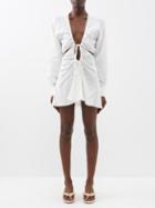 Christopher Esber - V-neck Ruched Cutout Mini Dress - Womens - White
