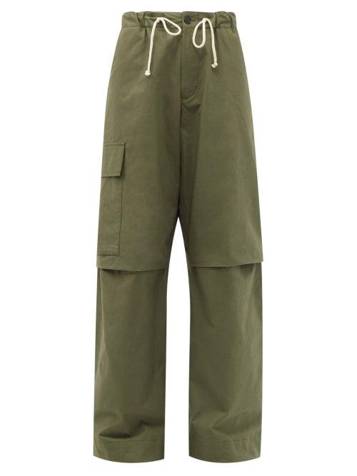 Matchesfashion.com Jil Sander - Pleated Cotton-canvas Cargo Trousers - Womens - Dark Green
