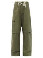 Matchesfashion.com Jil Sander - Pleated Cotton-canvas Cargo Trousers - Womens - Dark Green