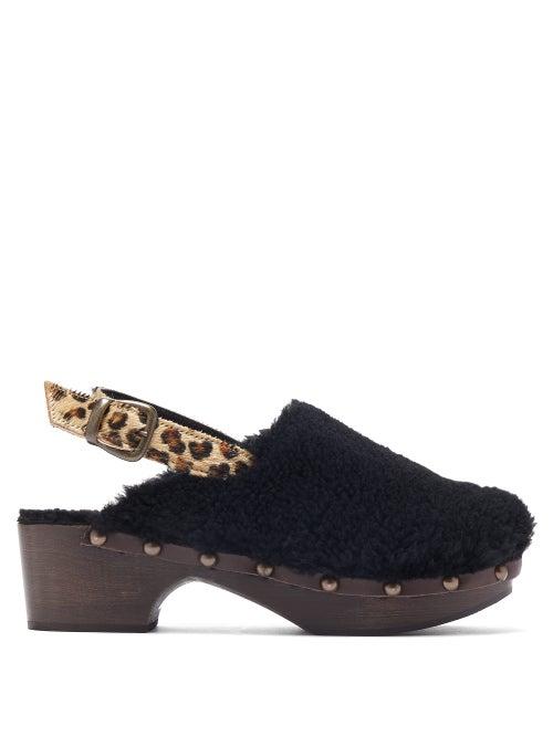 Matchesfashion.com Avec Modration - Ruka Shearling Slingback Clogs - Womens - Black