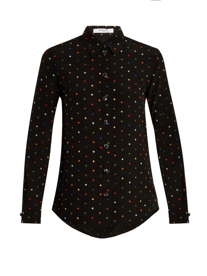 Givenchy Micro-cross Appliqu Silk Shirt