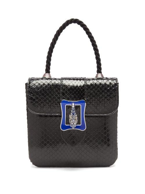 Matchesfashion.com Gucci - Broadway Tiger-buckle Snakeskin Bag - Womens - Black Multi