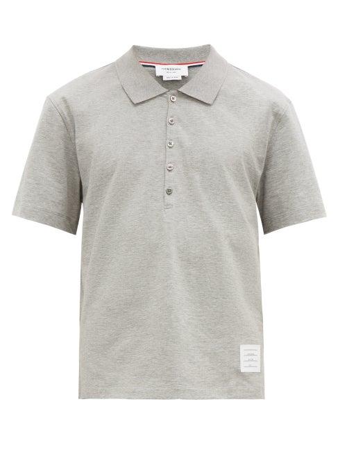 Matchesfashion.com Thom Browne - Tricolour Stripe Cotton Polo Shirt - Mens - Light Grey