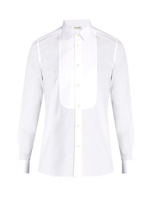Matchesfashion.com Saint Laurent - Rounded Bib Tuxedo Cotton Shirt - Mens - White