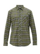 Matchesfashion.com Burberry - Tb Embroidered Checked Cotton Blend Shirt - Mens - Green