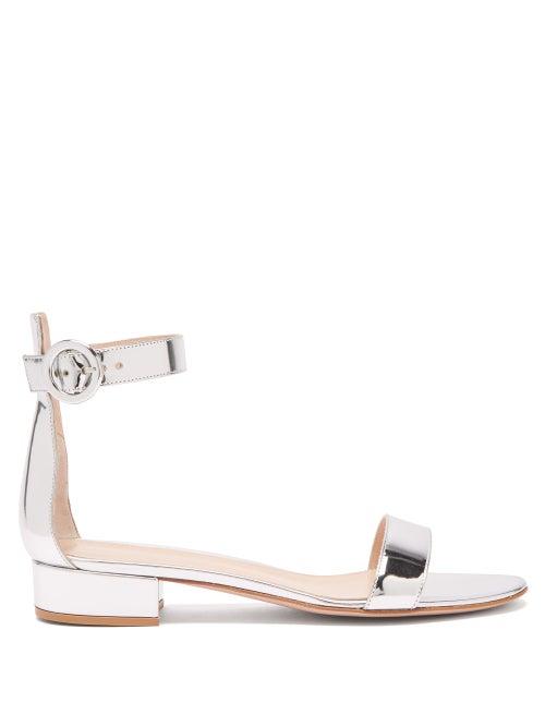 Matchesfashion.com Gianvito Rossi - Portofino 20 Leather Sandals - Womens - Silver