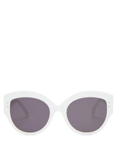 Matchesfashion.com Alaa Eyewear - Embellished Oversized Cat-eye Acetate Sunglasses - Womens - White