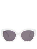 Matchesfashion.com Alaa Eyewear - Embellished Oversized Cat-eye Acetate Sunglasses - Womens - White
