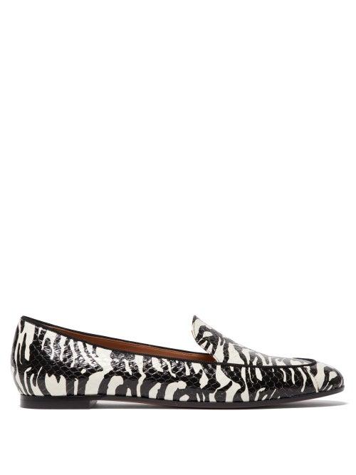 Matchesfashion.com Aquazzura - Purist Tiger-print Elaphe Loafers - Womens - Black/white