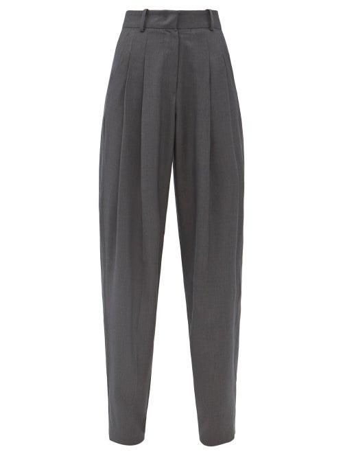 The Frankie Shop - Gelso Pleated Tencel-blend Trousers - Womens - Dark Grey