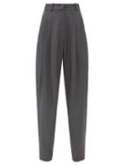 The Frankie Shop - Gelso Pleated Tencel-blend Trousers - Womens - Dark Grey