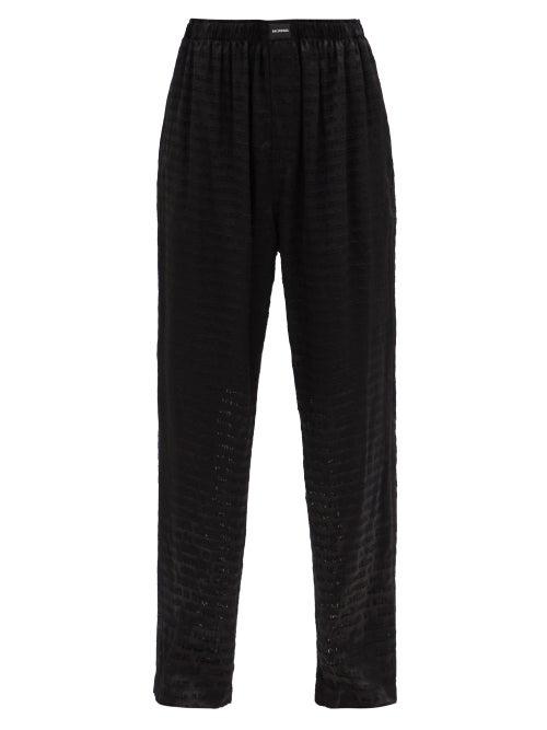 Matchesfashion.com Balenciaga - Latin-devor Satin Wide-leg Trousers - Womens - Black Print