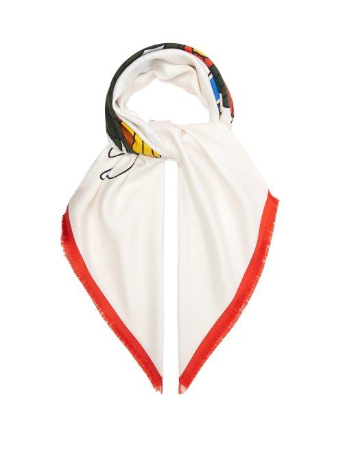 Matchesfashion.com Loewe - Holiday Printed Silk Scarf - Womens - White