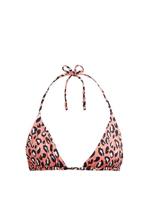 Matchesfashion.com Reina Olga - Love Triangle Leopard Print Bikini Top - Womens - Pink Multi