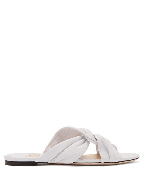 Matchesfashion.com Jimmy Choo - Lela Twist Front Leather Slides - Womens - White