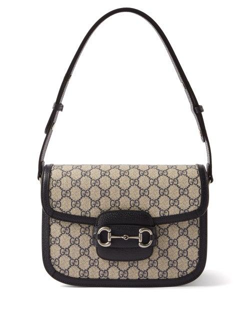 Gucci - Horsebit 1955 Gg-supreme Canvas And Leather Bag - Womens - Blue Beige