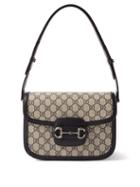 Gucci - Horsebit 1955 Gg-supreme Canvas And Leather Bag - Womens - Blue Beige