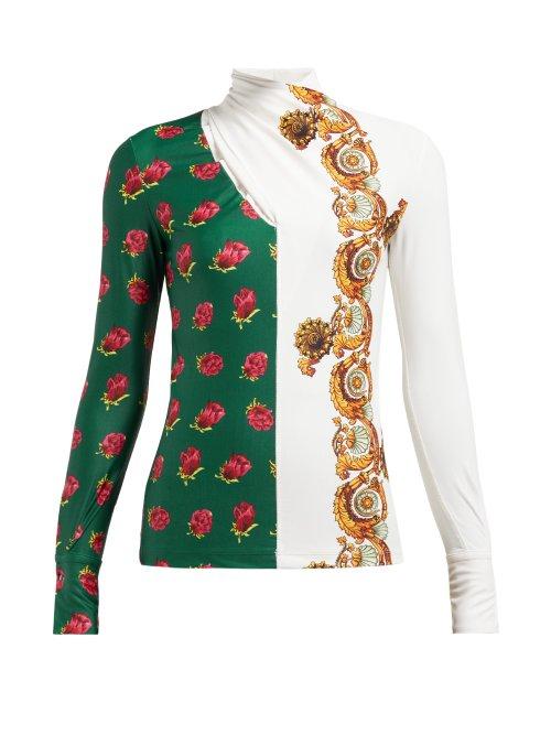 Matchesfashion.com Toga - Floral Print Crossover High Neck Top - Womens - White Print