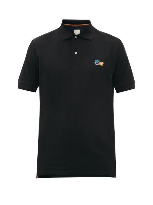 Paul Smith - Paint Splatter Cotton-jersey Polo Shirt - Mens - Black