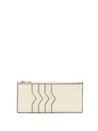 Matchesfashion.com Valextra - Contrast Edge Grained Leather Coin Purse - Womens - Ivory