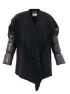 Matchesfashion.com Moncler - Mantella Padded-sleeves Wool Wrap Jacket - Womens - Black