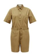 Matchesfashion.com Chimala - Short-sleeved Cotton Playsuit - Womens - Beige