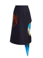 Matchesfashion.com Toga - Cut Out Wool Twill Skirt - Womens - Navy